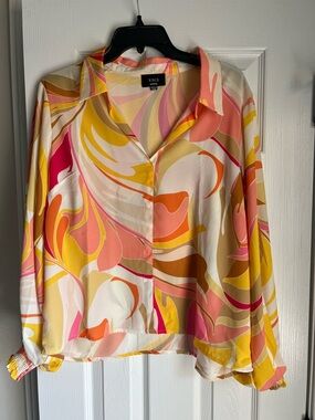 VICI Multicolor Swirl Print Button-Down Blouse